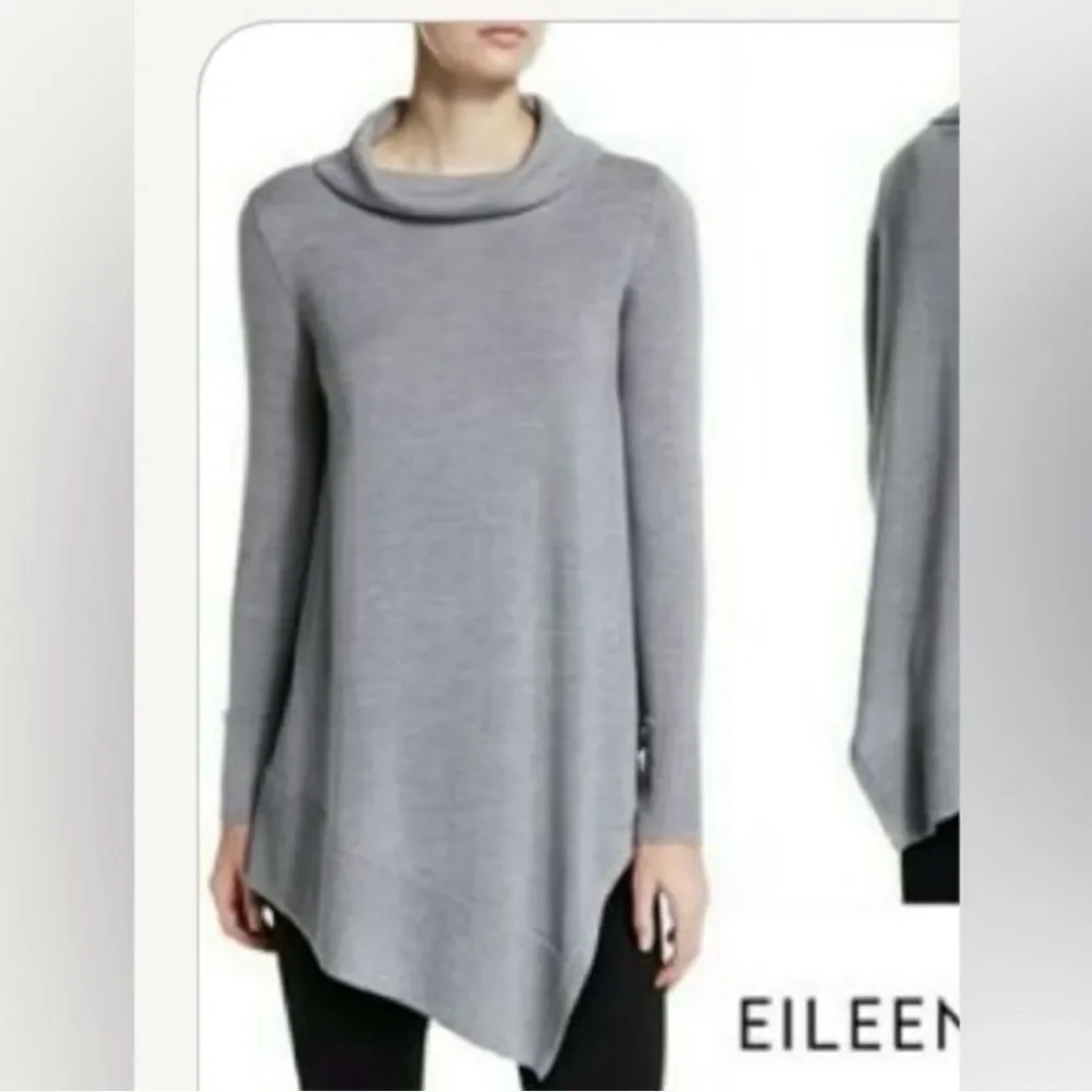 EILEEN FISHER MERINO WOOL ASYMMETRIC COWL NECK SOFT SWEATER SIZE PM